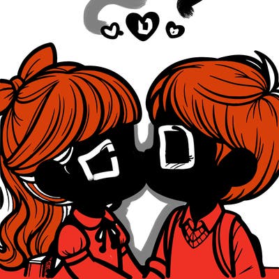 boy and girl kissing
