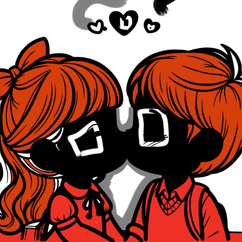 boy and girl kissing