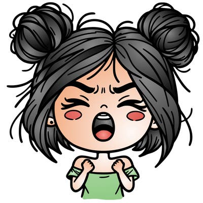 passionate girl with her hair is two messy bun