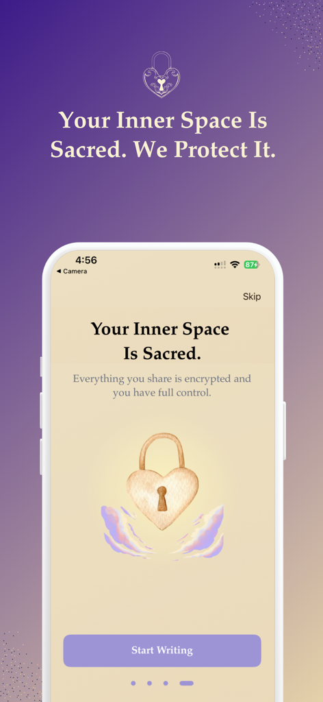Life Note: Journal With Greats - Life Note app screen showing encryption and privacy protection for journaling