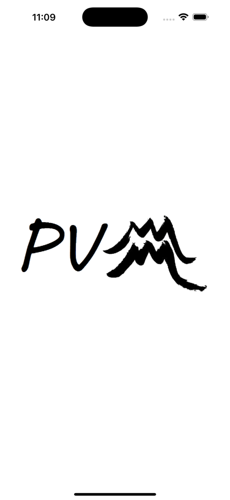 Tug kW Power - Schermata di avvio dell'app Tug kW Power con logo PV nero e icone di onde su sfondo bianco