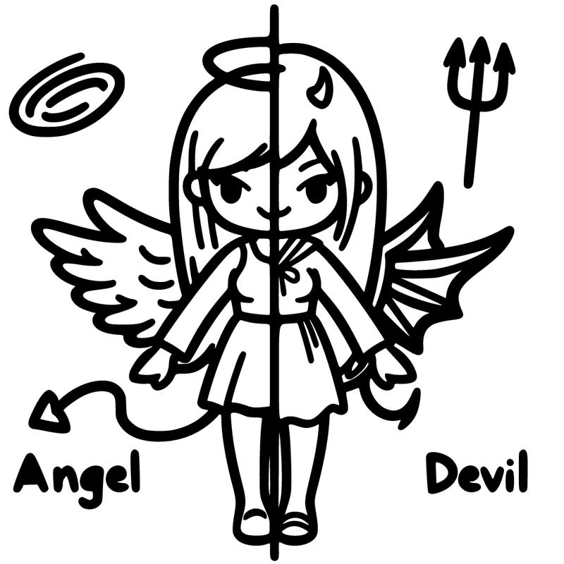 angel vs devil girl split