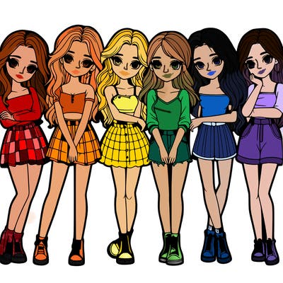 a group of girls realistic