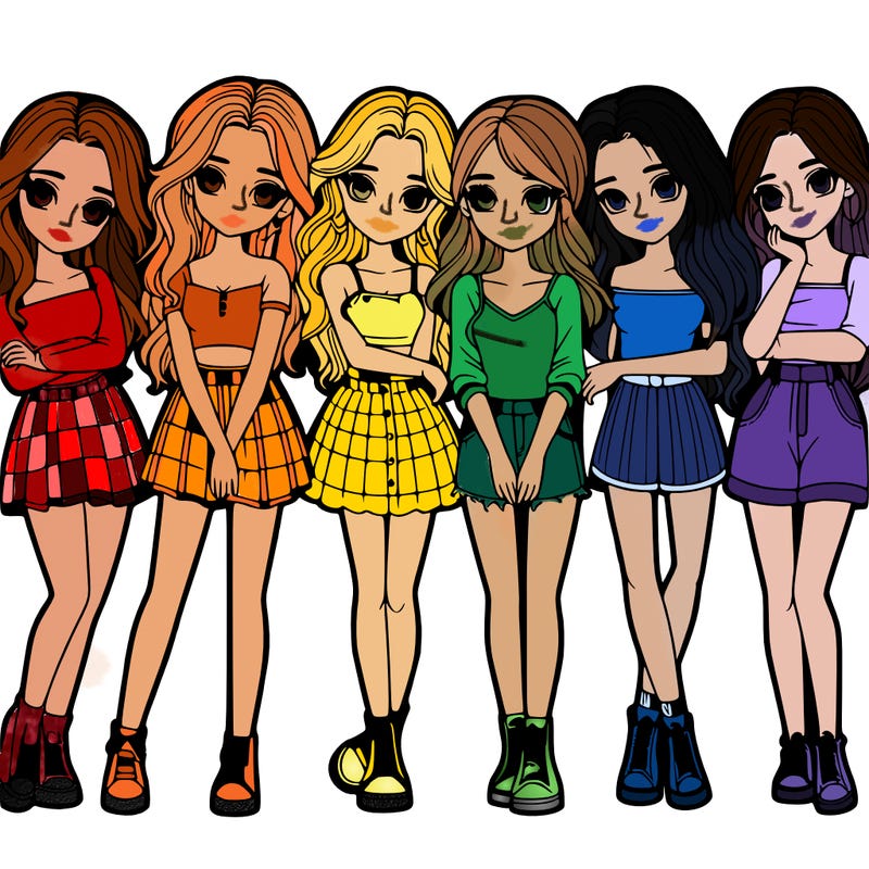 a group of girls realistic