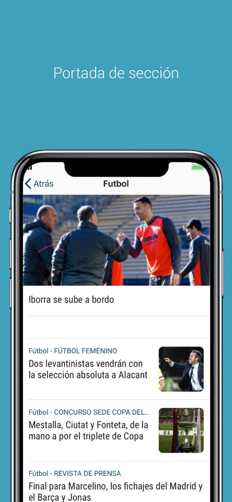 Superdeporte - Superdeporte app soccer section showing news headlines and sports images