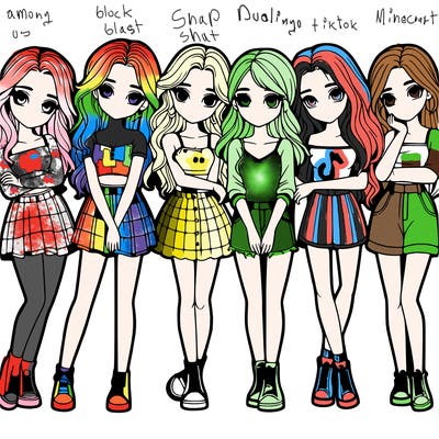 a group of girls realistic