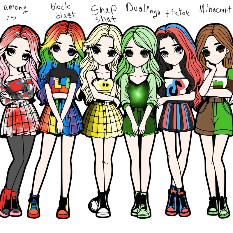 a group of girls realistic