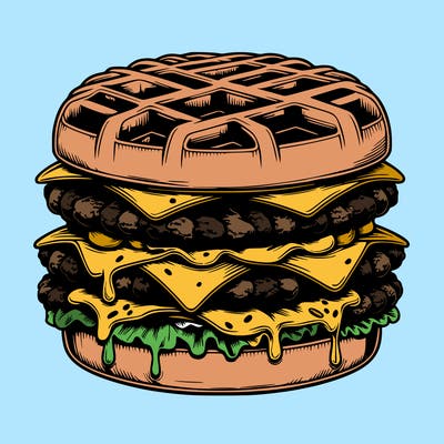 realistic waffle burger