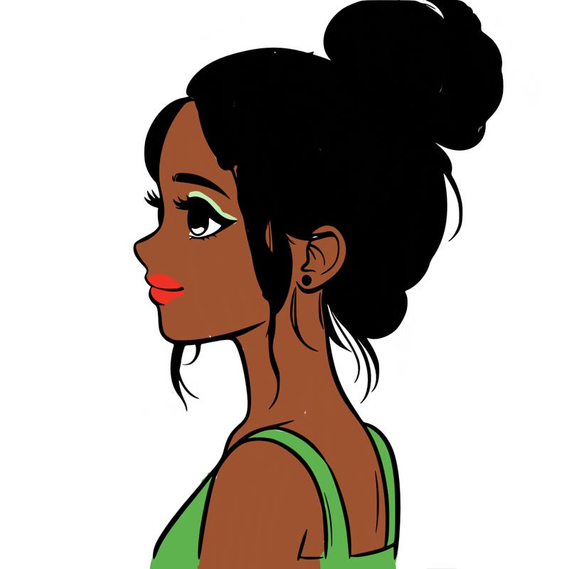 realistic girl with hair bun