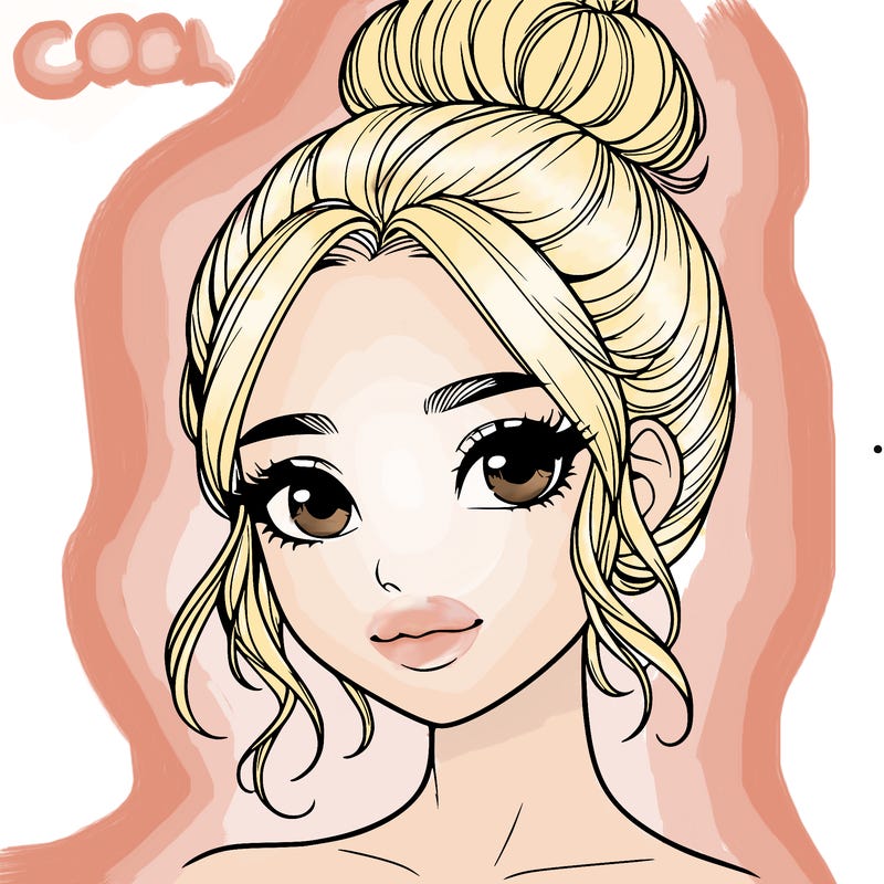 realistic pretty girl with hair in bun