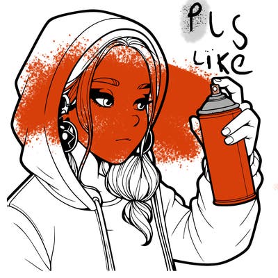 a realistic girl, spray painting