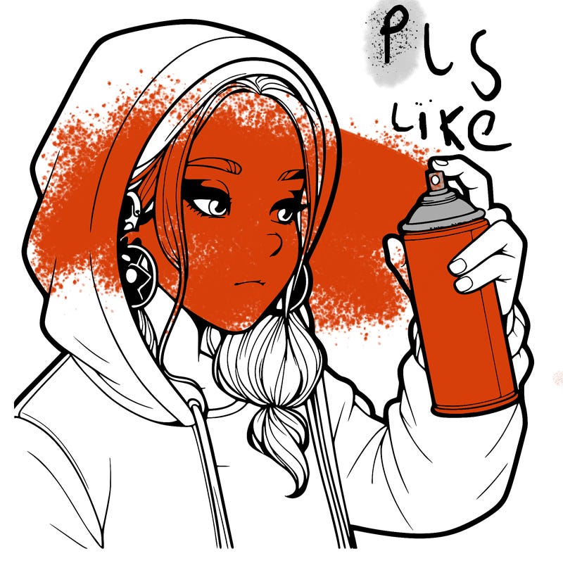 a realistic girl, spray painting