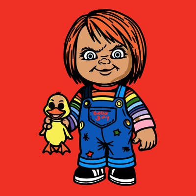 chucky holding a duck