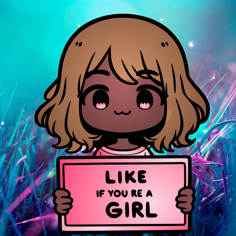 a cute girl holding a sign that says like if you’re a girl