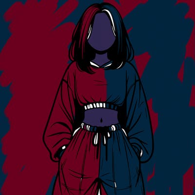 realistic girl faceless with baggy pants and a crop top