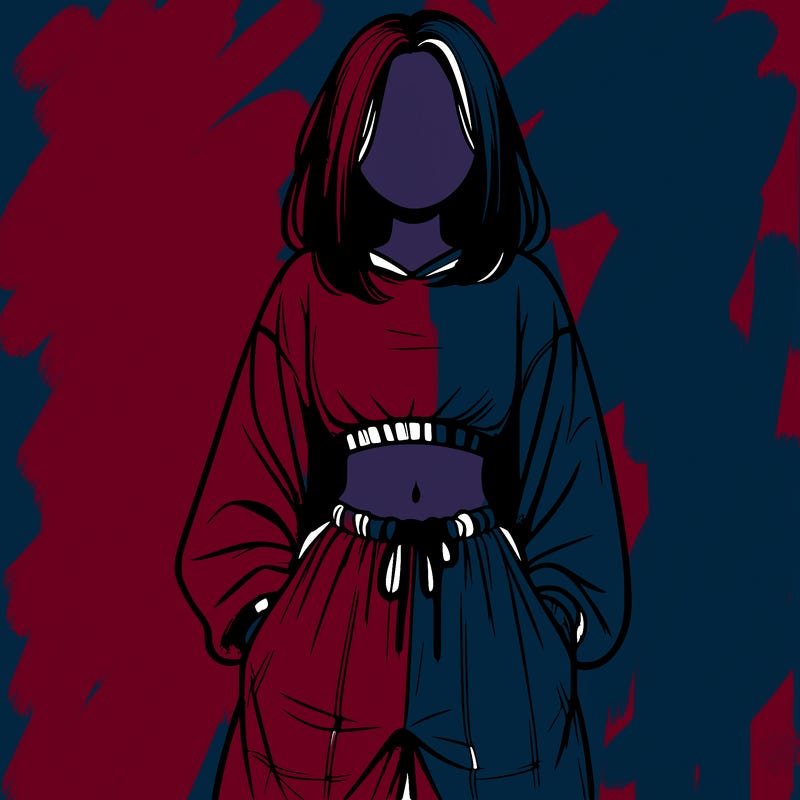 realistic girl faceless with baggy pants and a crop top