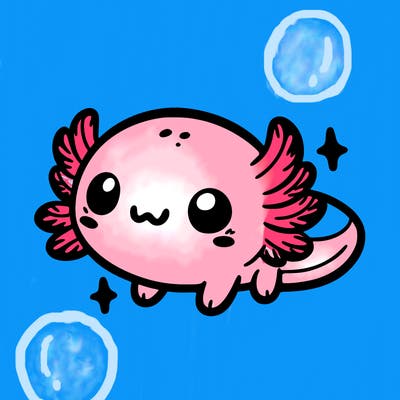 cute easy baby axolotl