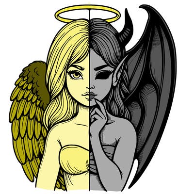 realistic angel half demon