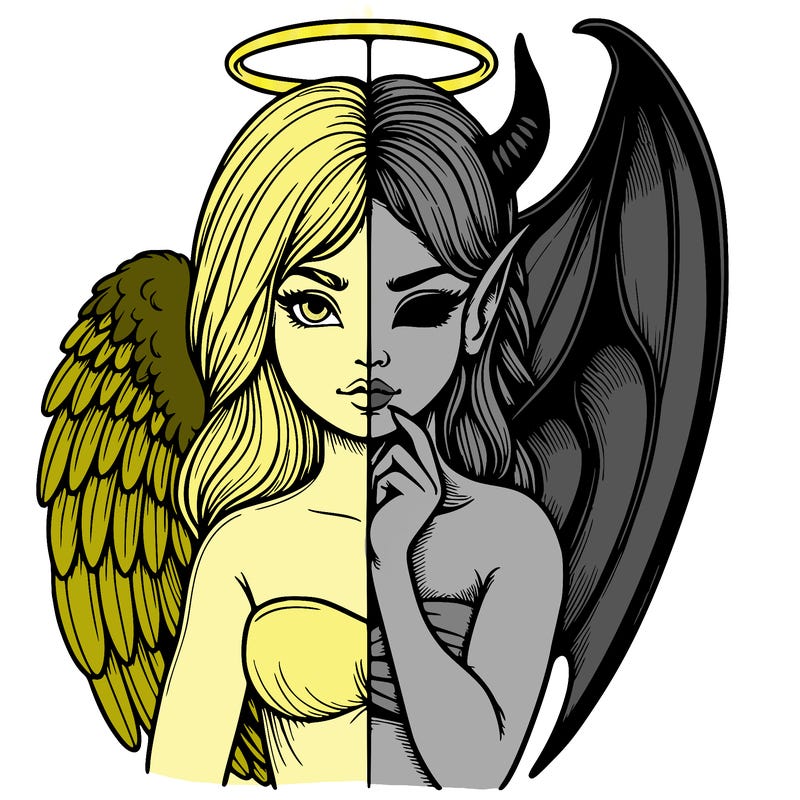 realistic angel half demon