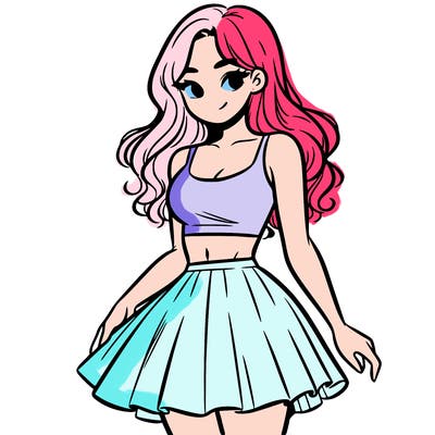 woman in a skirt and crop top