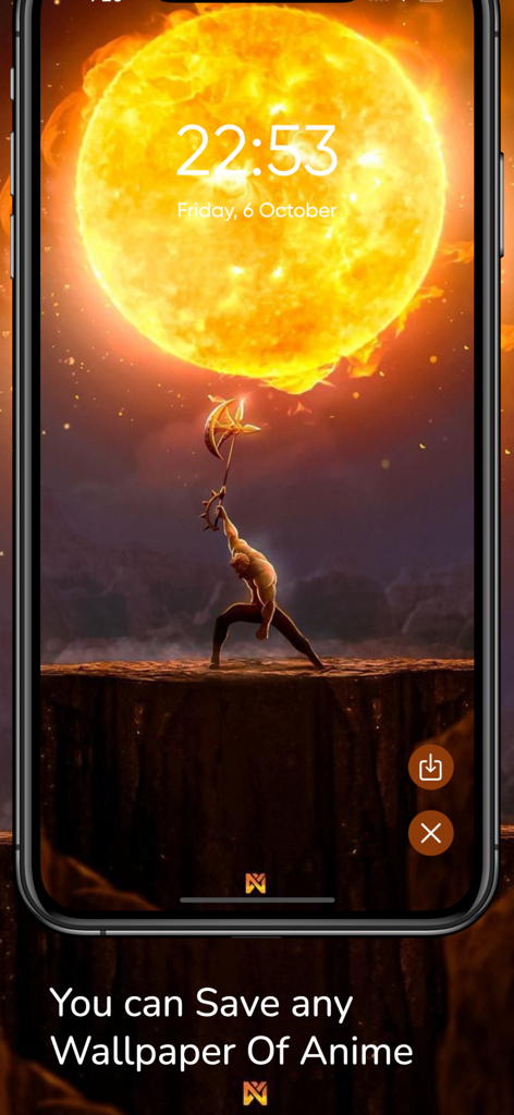 Anime Wallpaper 4k  - Otaku - iPhone lock screen preview of a high resolution anime wallpaper showing a character under a giant sun