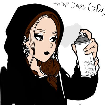 a realistic girl, spray painting