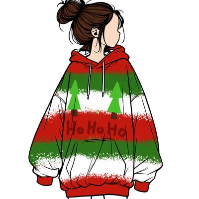 realistic girl with a oversized sweatshirt on and a bun