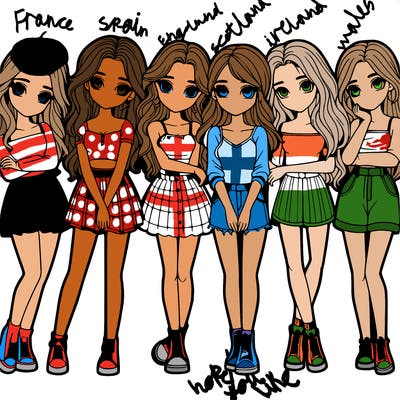 a group of girls realistic