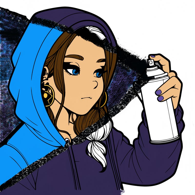 a realistic girl, spray painting