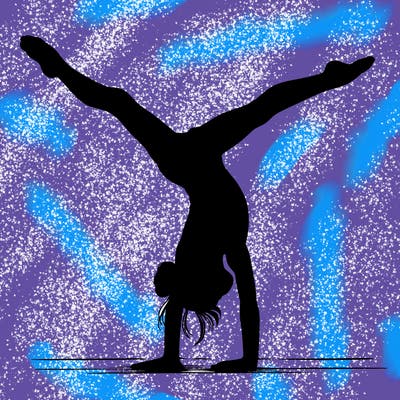 realistic gymnastic hand stand girl in four splits