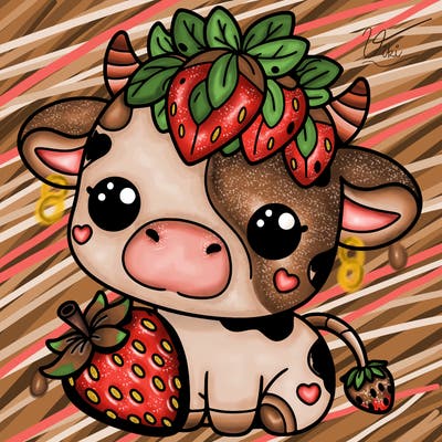 cute strawberry cow
