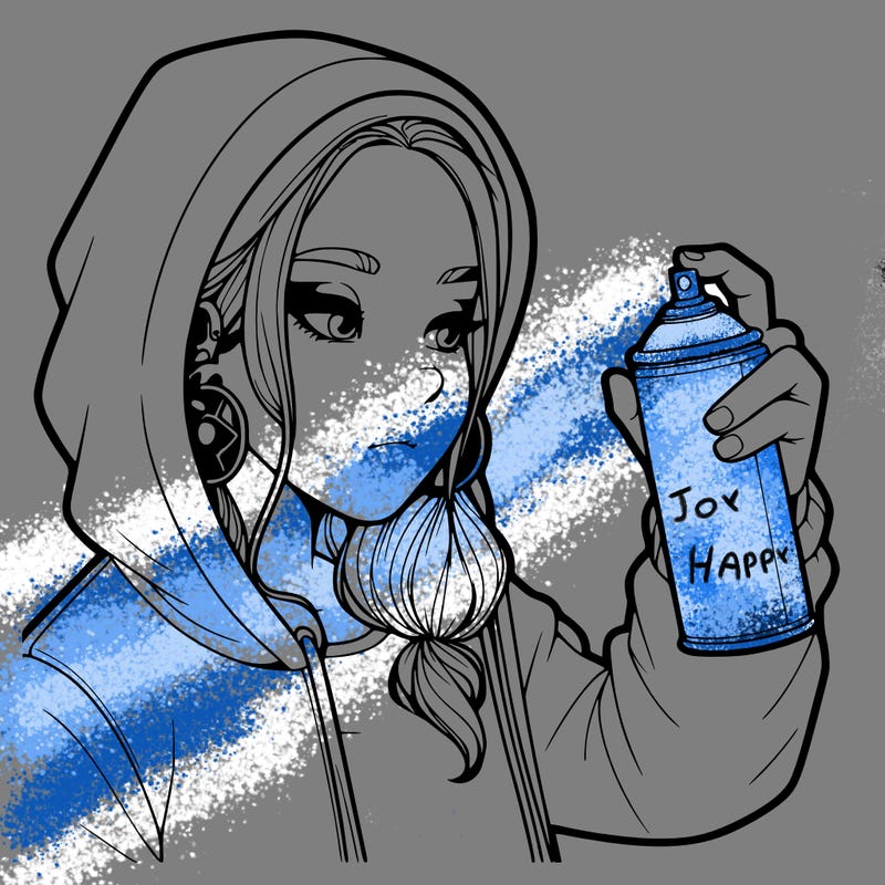 a realistic girl, spray painting