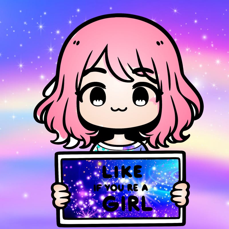 a cute girl holding a sign that says like if you’re a girl