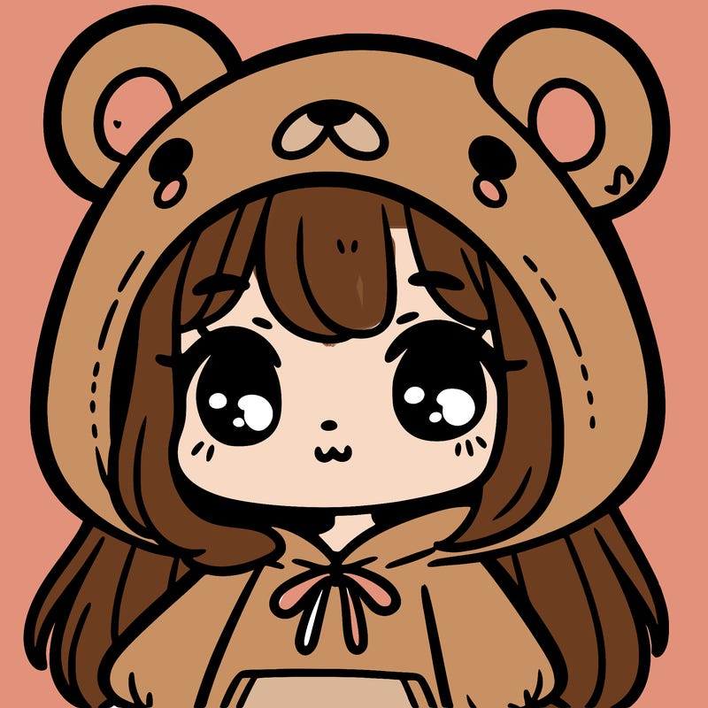 cute girl wearing a bear hoodie