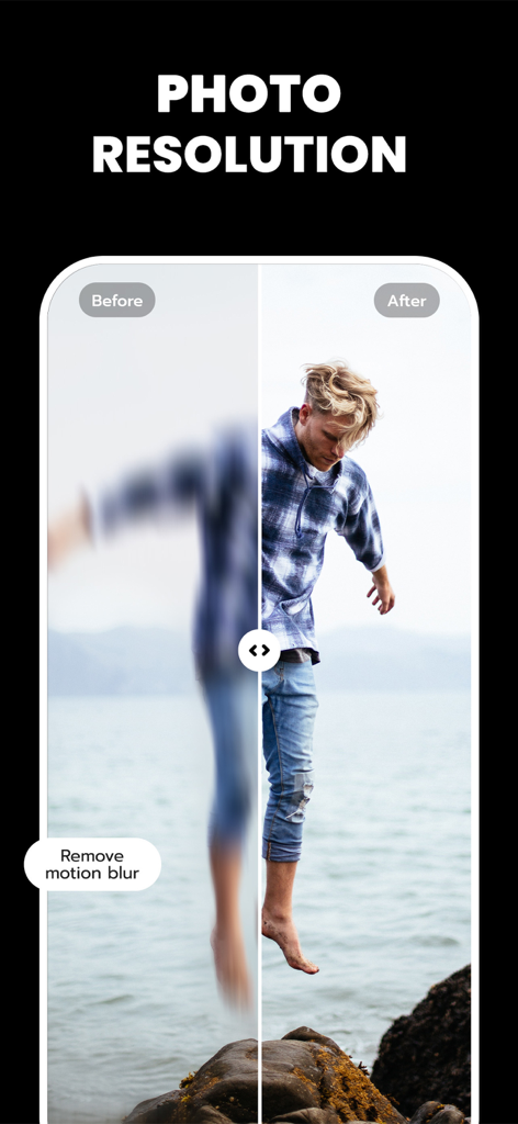 Unblur Clear Image·Enhancer AI - Before and after comparison showing AI removing motion blur to enhance photo resolution