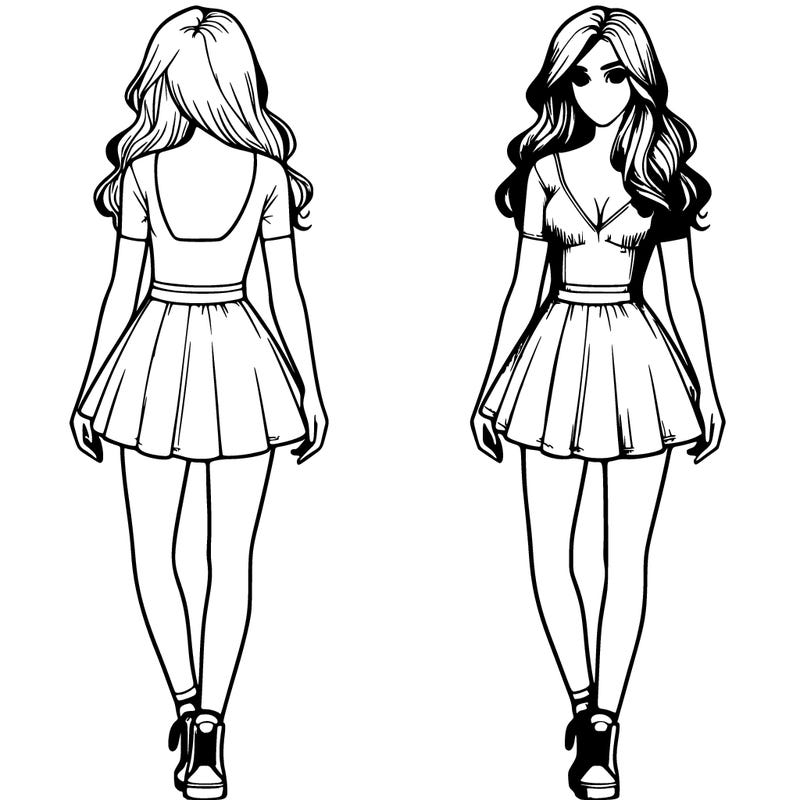 realistic girl in short dress