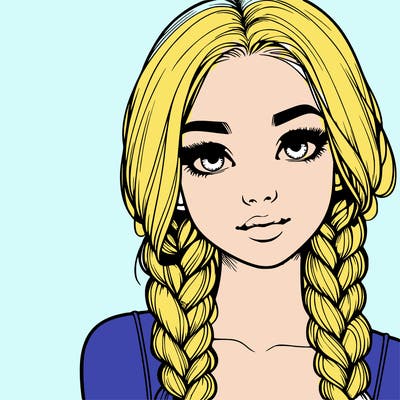 realistic girl with braids