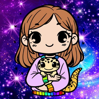 cute gecko in girl arms