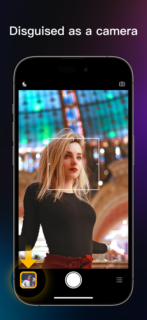 GalleryVault -Hide Photo Video - GalleryVault app interface disguised as a camera for stealth privacy