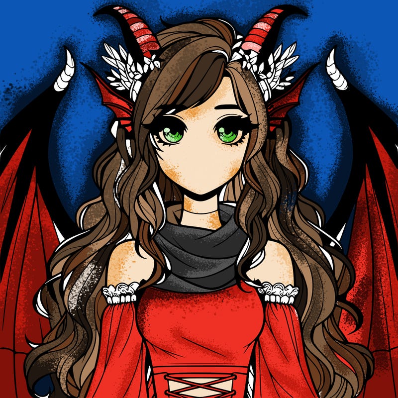 realistic girl with dragon wings horns and a tail