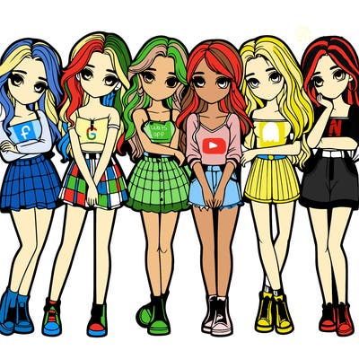 a group of girls realistic