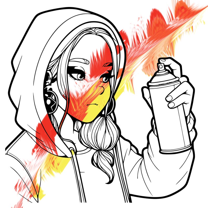 a realistic girl, spray painting