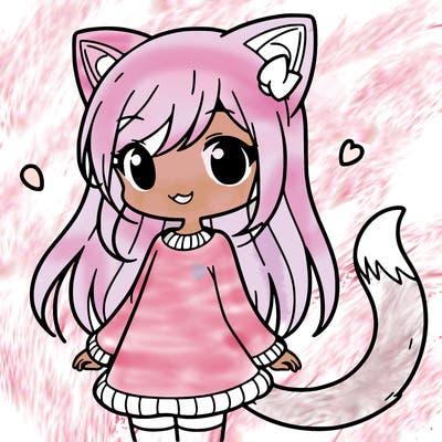 girl with cat ears and tail