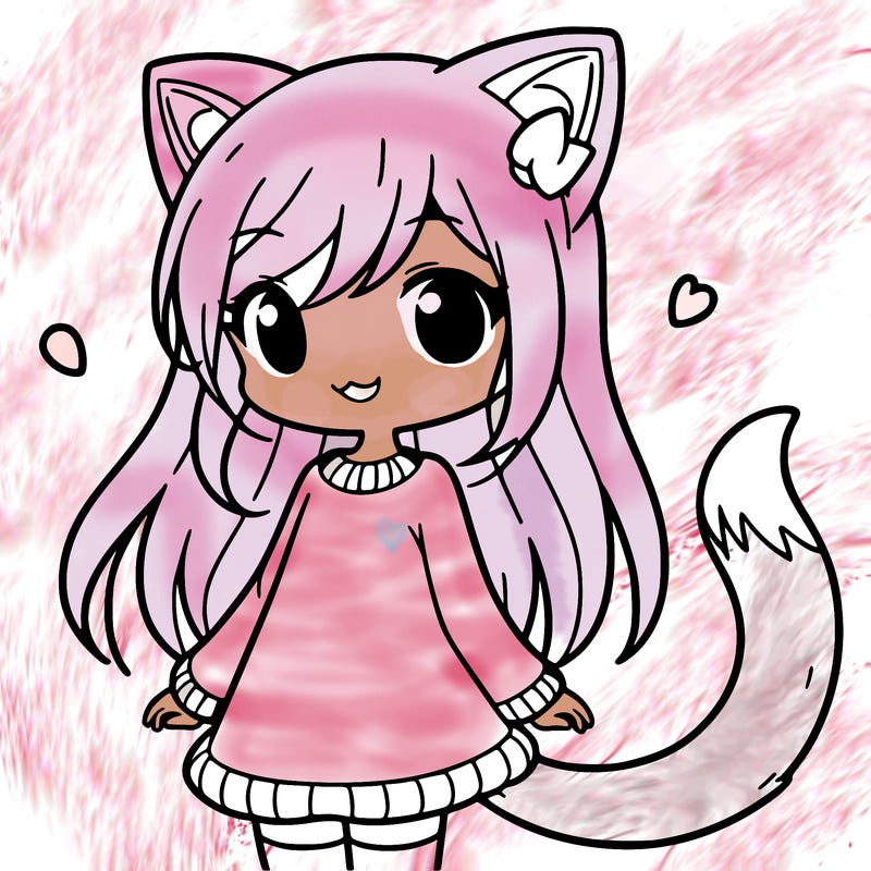 girl with cat ears and tail