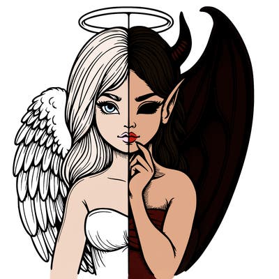 realistic angel half demon