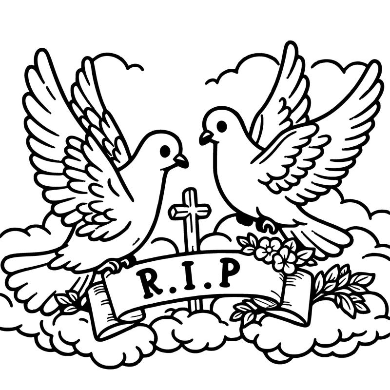 r.i.p with doves
