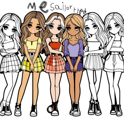 a group of girls realistic