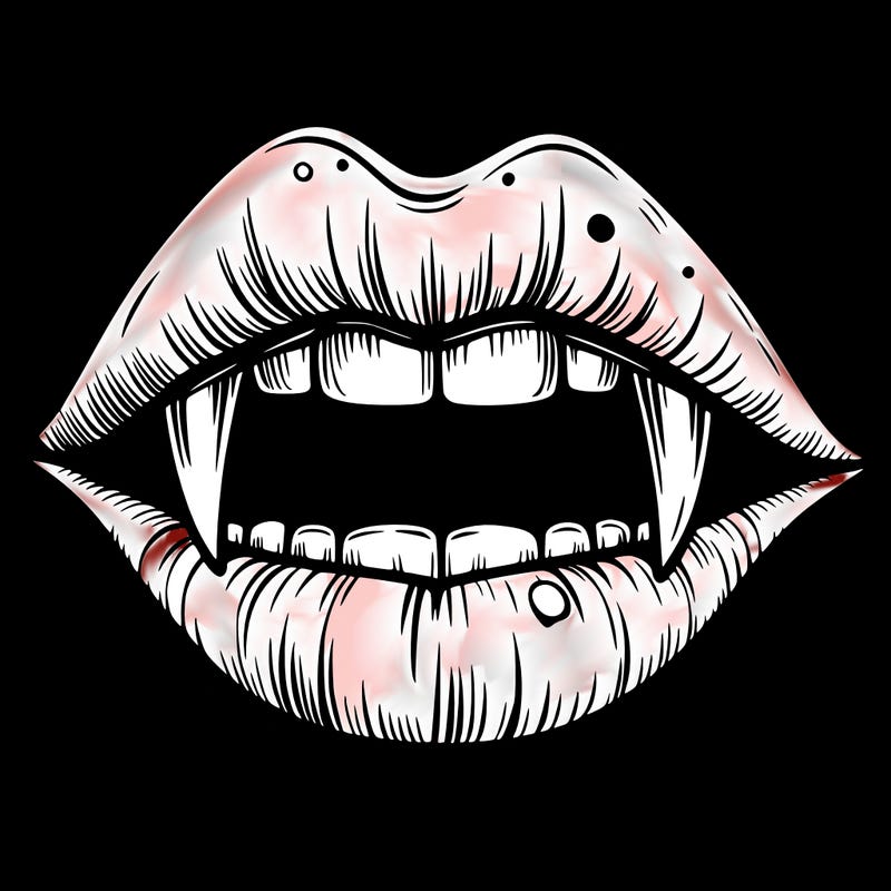 lips with vampire teeth