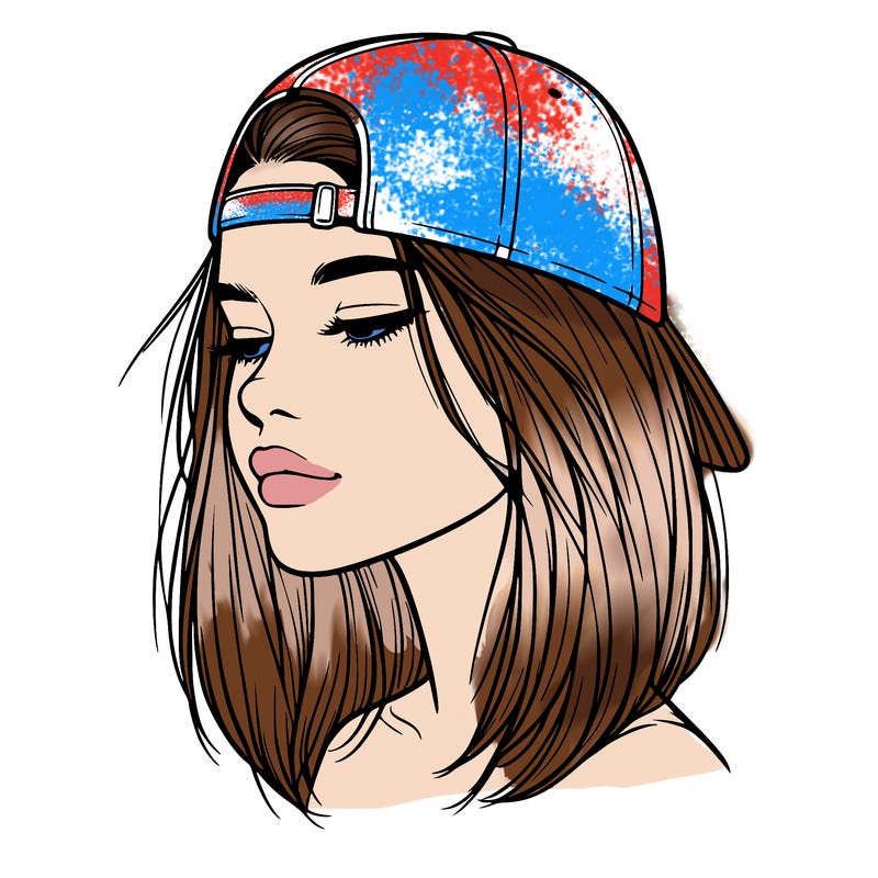 realistic  girl with a backwards hat