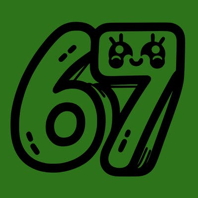 the numbers 67